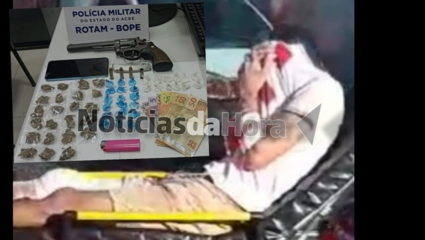 Narcotraficante tenta contra a vida de policiais que revidam e mandam meliante para o Pronto-Socorro